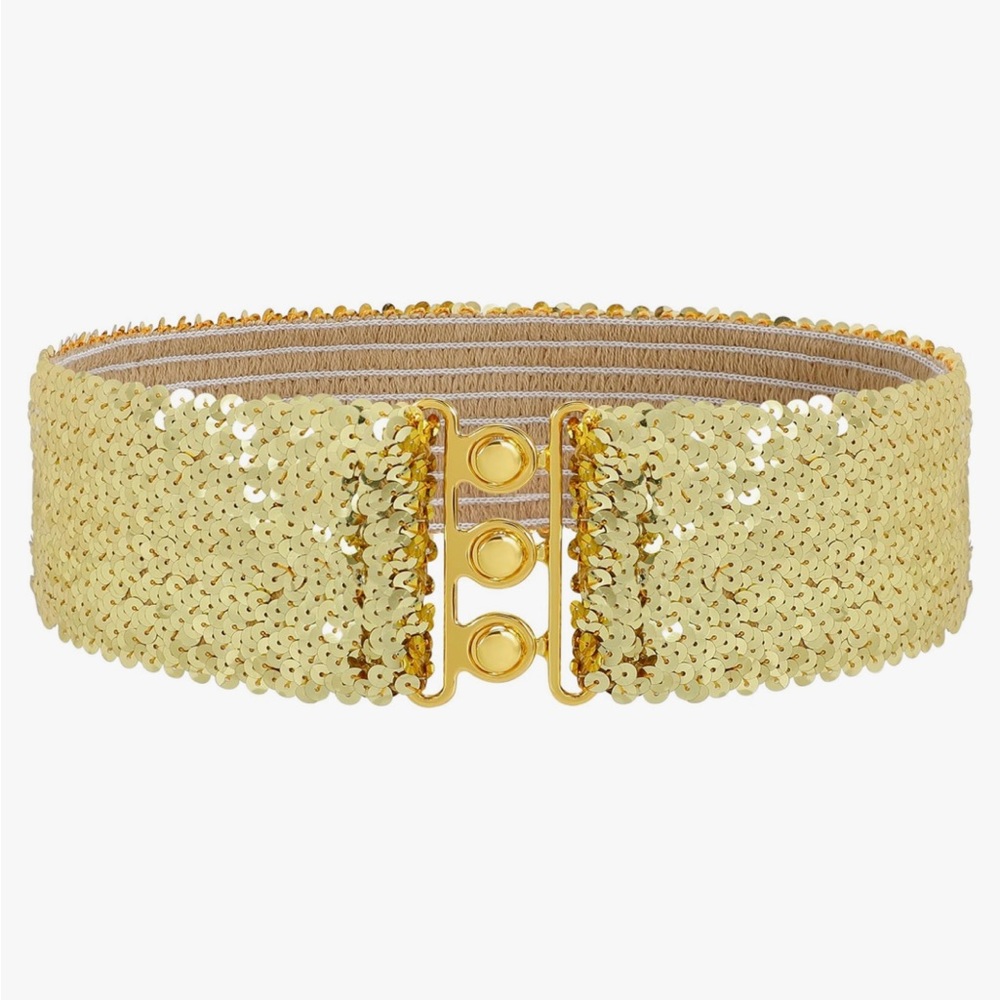 NWT Gold Sequin Stretchy Belt